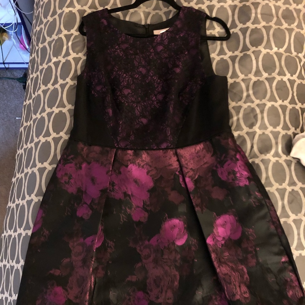 Adrianna Papell purple and black floral dress